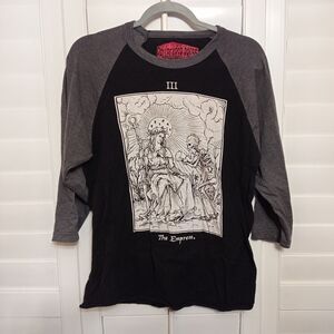 Pallbearer Press JERSEY THE EMPRESS Men's Size M Medium Black Grey 3/4 Sleeve